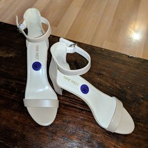 Nude ankle strap heels